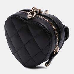 Chanel Black Lambskin CC in Love Heart Necklace Bag