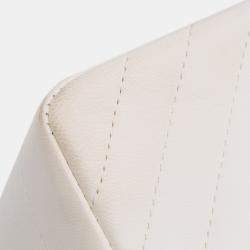 Pre Owned Chanel White Mini Square Classic Chevron Lambskin Single Flap