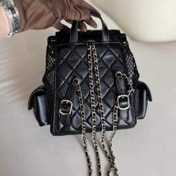 Chanel Duma Backpack Black and Gold Hollow Design Chip Model