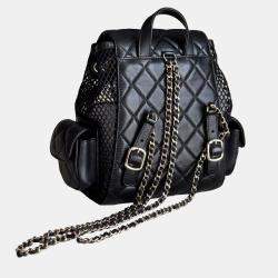 Chanel Duma Backpack Black and Gold Hollow Design Chip Model