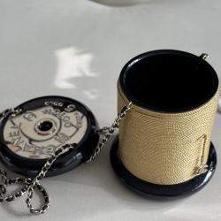 Chanel 2016 Runway Acrylic Clutch Gold Thread