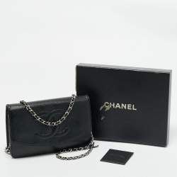 Pre Owned Chanel Black Caviar Leather CC Timeless Wallet On Chain