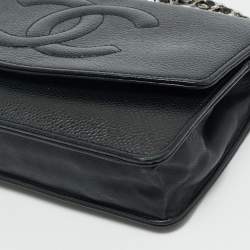 Pre Owned Chanel Black Caviar Leather CC Timeless Wallet On Chain
