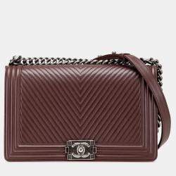 Chanel Red Medium Chevron Calfskin Boy Flap