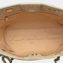 Pre Owned Chanel Cream Small Lurex Boucle Deauville Tote