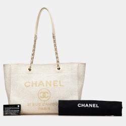 Pre Owned Chanel Cream Small Lurex Boucle Deauville Tote