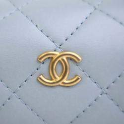 Chanel Blue Quilted Lambskin CC Bubble Vanity Case With Chain
