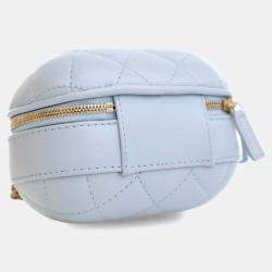 Chanel Blue Quilted Lambskin CC Bubble Vanity Case With Chain