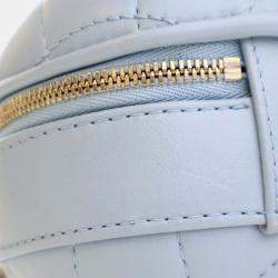 Chanel Blue Quilted Lambskin CC Bubble Vanity Case With Chain