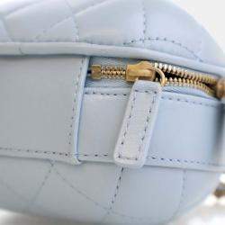 Chanel Blue Quilted Lambskin CC Bubble Vanity Case With Chain