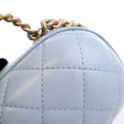 Chanel Blue Quilted Lambskin CC Bubble Vanity Case With Chain