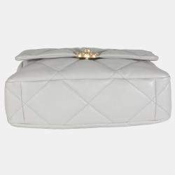 Chanel Light Grey Quilted Lambskin Large Chanel 19 Flap Bag