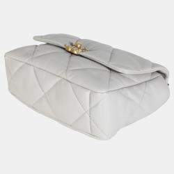 Chanel Light Grey Quilted Lambskin Large Chanel 19 Flap Bag