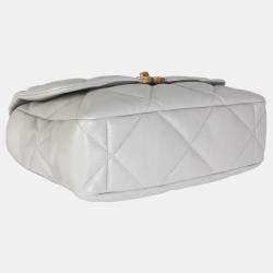 Chanel Light Grey Quilted Lambskin Large Chanel 19 Flap Bag