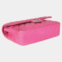 Pre Owned Chanel Pink Quilted Matte Caviar Medium Classic Double Flap Bag