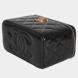 Chanel Black Quilted Calfskin Chain CC Vanity