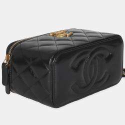 Chanel Black Quilted Calfskin Chain CC Vanity