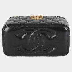 Chanel Black Quilted Calfskin Chain CC Vanity