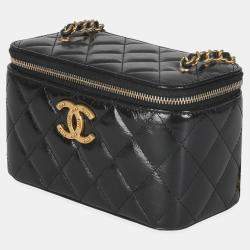 Chanel Black Quilted Calfskin Chain CC Vanity