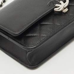 Chanel Black Quilted Caviar Leather CC Box Wallet on Chain