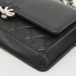 Chanel Black Quilted Caviar Leather CC Box Wallet on Chain