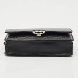 Chanel Black Quilted Caviar Leather CC Box Wallet on Chain