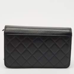 Chanel Black Quilted Caviar Leather CC Box Wallet on Chain