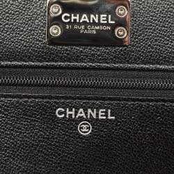 Chanel Black Quilted Caviar Leather CC Box Wallet on Chain