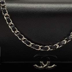 Chanel Black Quilted Caviar Leather CC Box Wallet on Chain