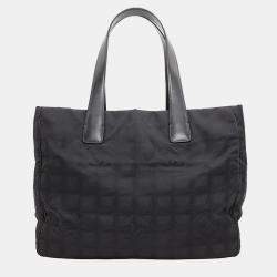 Chanel New Travel Line Tote Bag Black Nylon Size Mm