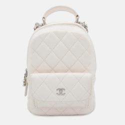 Chanel Matelasse Backpack White Caviar Leather Size Mini