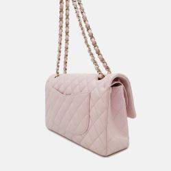 Chanel Matelassé W Flap Pearl Pink Lambskin 25 Chain Shoulder Bag