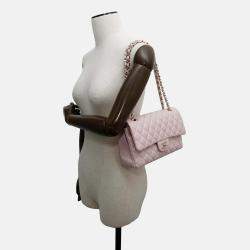 Chanel Matelassé W Flap Pearl Pink Lambskin 25 Chain Shoulder Bag