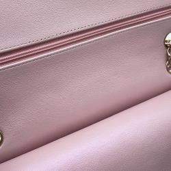 Chanel Matelassé W Flap Pearl Pink Lambskin 25 Chain Shoulder Bag