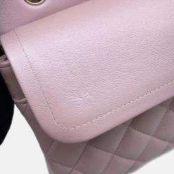 Chanel Matelassé W Flap Pearl Pink Lambskin 25 Chain Shoulder Bag