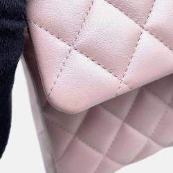 Chanel Matelassé W Flap Pearl Pink Lambskin 25 Chain Shoulder Bag
