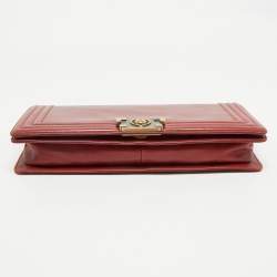 Pre Owned Chanel Red Leather Boy Clutch