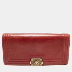 Chanel Red Leather Boy Clutch