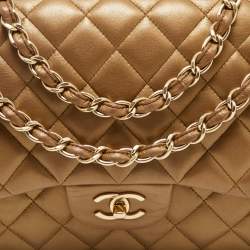 مملوكة مسبقًا Chanel Gold Quilted Leather Jumbo Classic Double Flap Bag