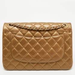مملوكة مسبقًا Chanel Gold Quilted Leather Jumbo Classic Double Flap Bag