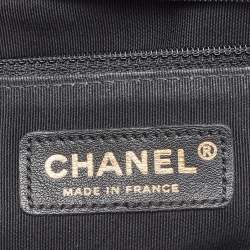 Pre Owned Chanel Black Woven Leather New Medium Classic Reverso Boy Flap Bag