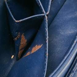 Pre Owned Chanel Dark Blue Quilted Leather Medium Classic Double Flap Bag