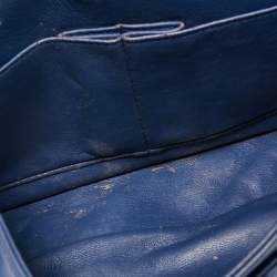 Pre Owned Chanel Dark Blue Quilted Leather Medium Classic Double Flap Bag
