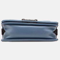 Chanel Blue Small Leather and Fur Boy Flap