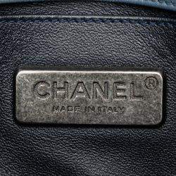 Chanel Blue Small Leather and Fur Boy Flap
