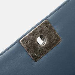 Chanel Blue Small Leather and Fur Boy Flap
