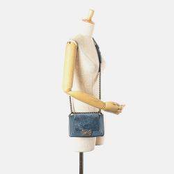 Chanel Blue Small Leather and Fur Boy Flap