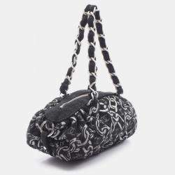 Chanel Coco Mark Chain Handbag Fabric Velor Black