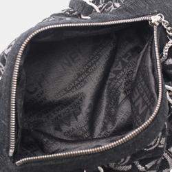 Chanel Coco Mark Chain Handbag Fabric Velor Black