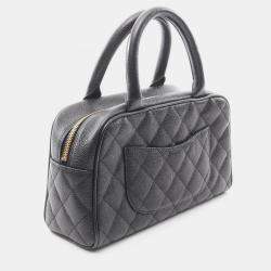 Pre Owned Chanel CC Black Grained Calfskin Bowling Bag